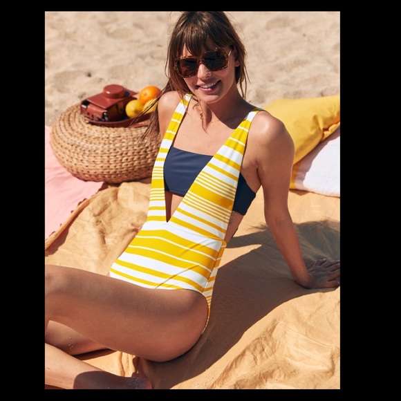 aerie Other - Aerie Layered One-Piece Swimsuit Yellow NWOT  Med